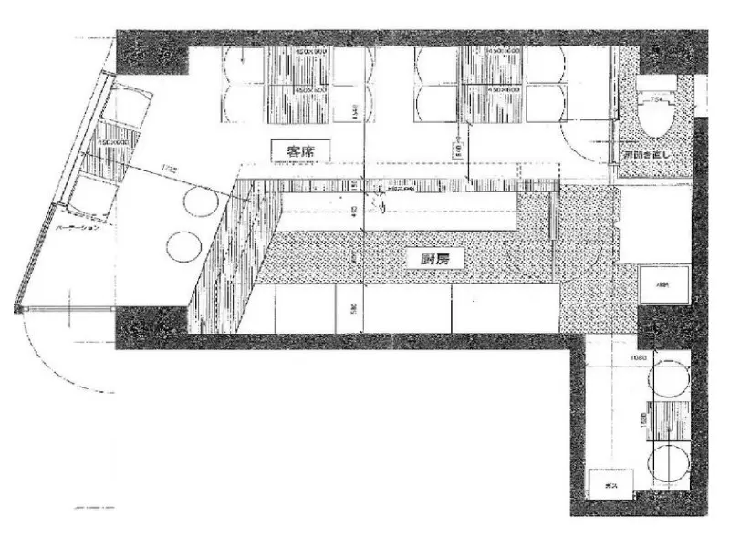 人形町のイタリアン居抜きの平面図
