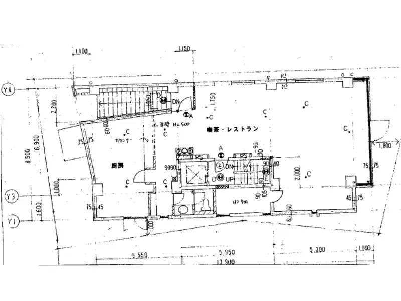 イタリアンの居抜き物件の平面図