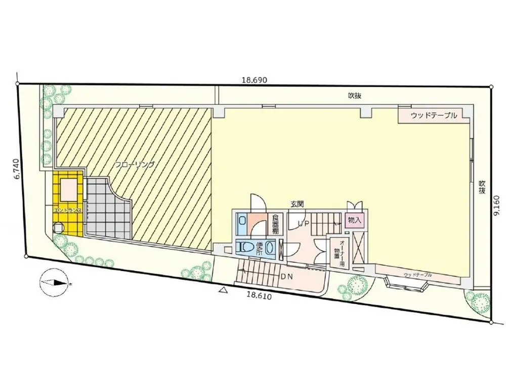 貸店舗(事務所仕様)の平面図