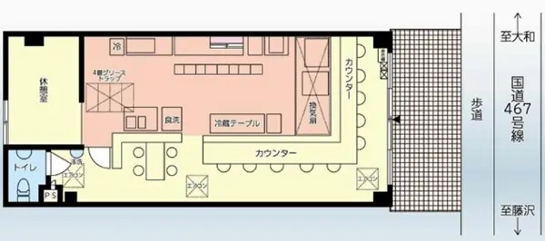 大和の居抜き店舗の平面図