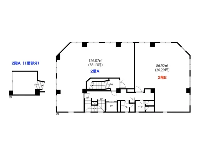 池袋の事務所仕様店舗物件の平面図