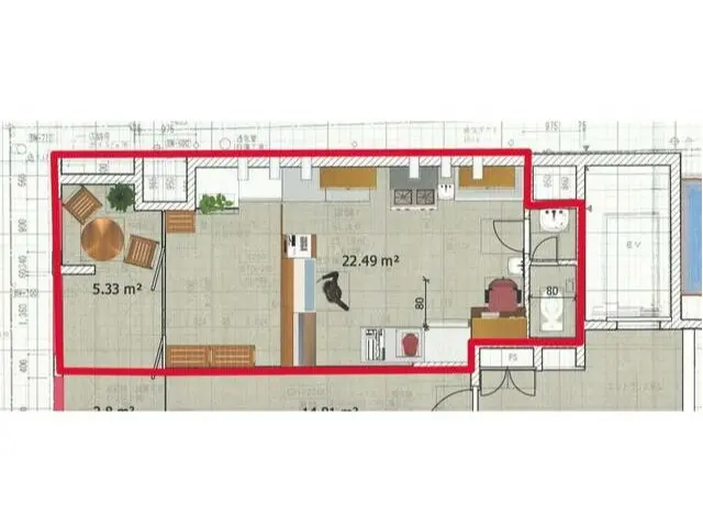 京急鶴見のテイクアウト居抜きの平面図