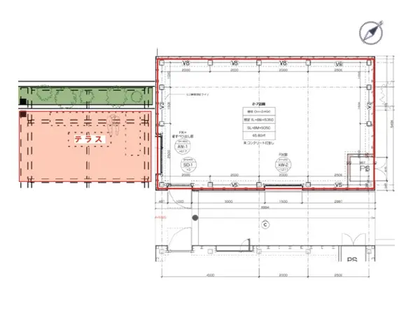 下北沢の居抜き店舗の平面図