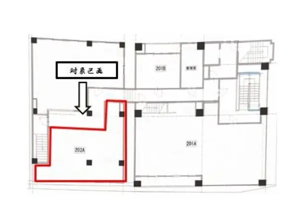 貸店舗(スケルトン)の平面図