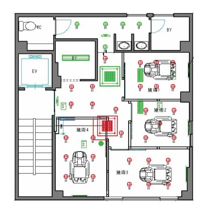 医院の居抜き物件の平面図