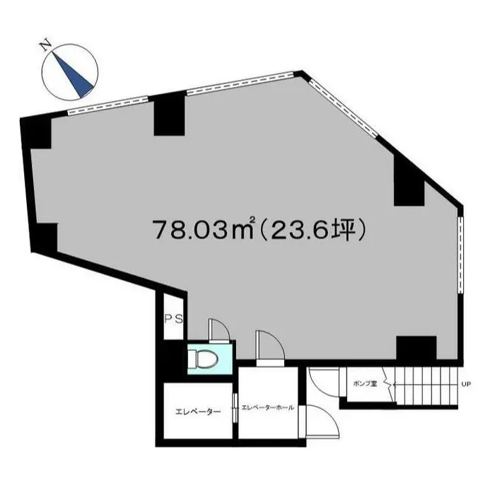 高田馬場のスケルトン店舗物件の平面図