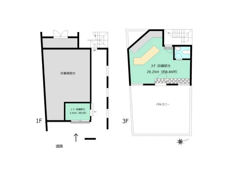 表参道の居抜き店舗の平面図