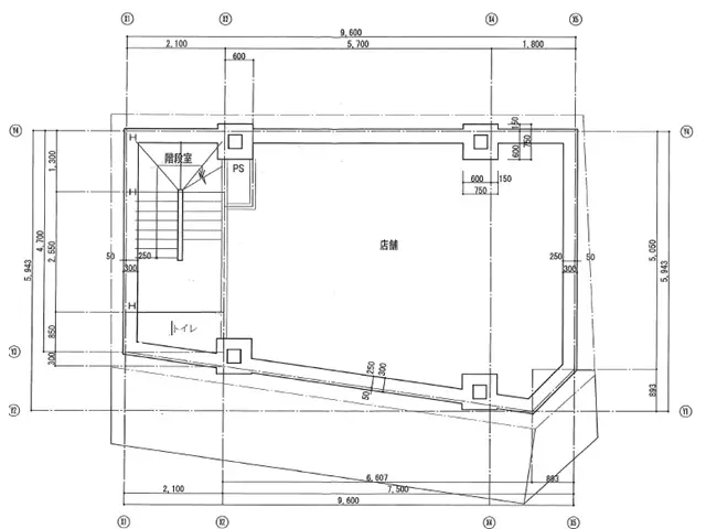 スナック・パブの居抜き物件の平面図