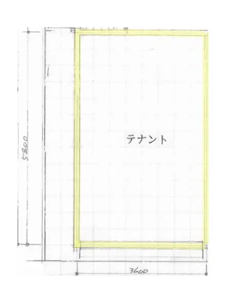 石川町のスケルトン店舗物件の平面図