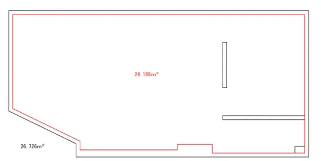 若松河田の居抜き店舗の平面図