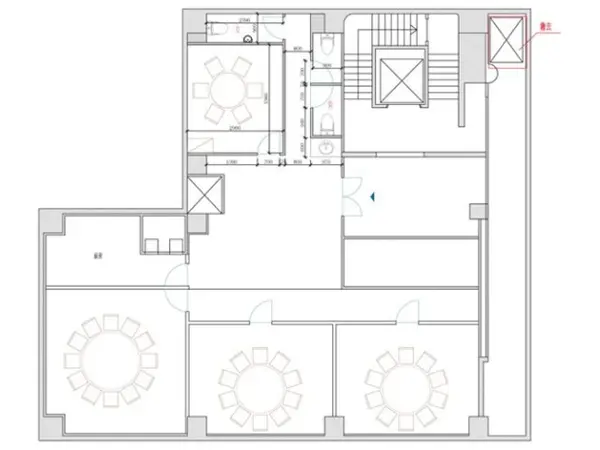 元町・中華街の中華料理居抜きの平面図
