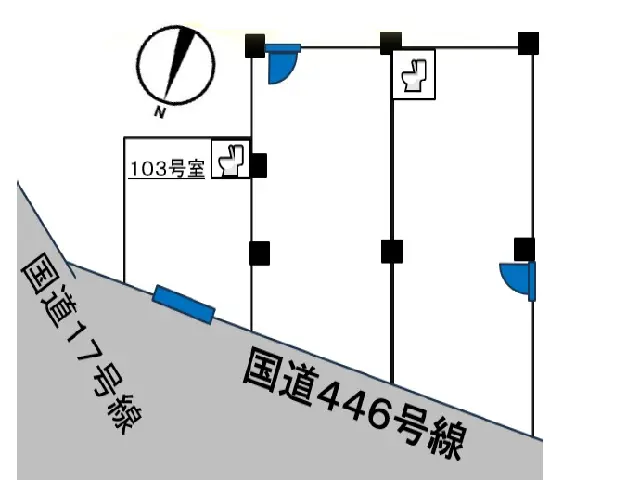 蓮根のスケルトン店舗物件の平面図