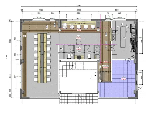 柴崎体育館の韓国料理居抜きの平面図