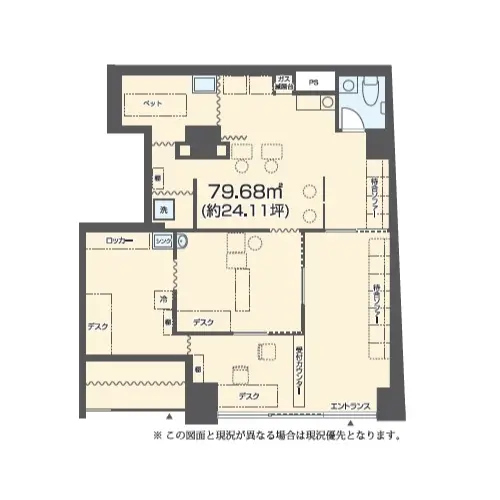 医院の居抜き物件の平面図