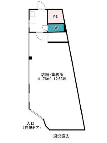 本厚木の事務所仕様店舗物件の平面図