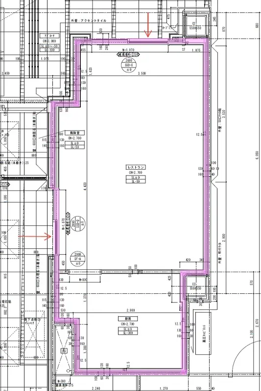 和食の居抜き物件の平面図