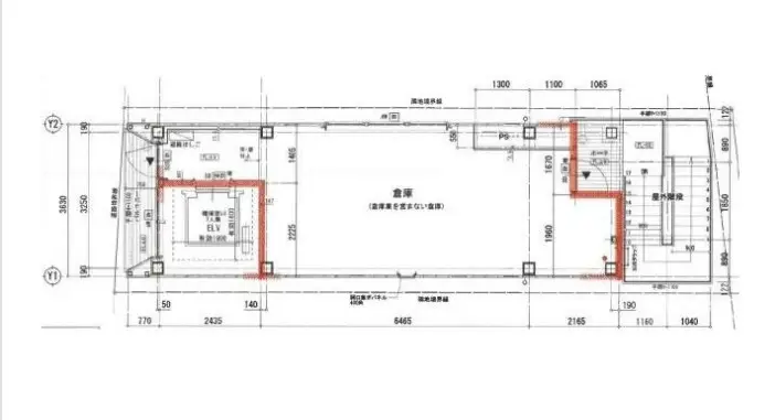 貸店舗(スケルトン)の平面図