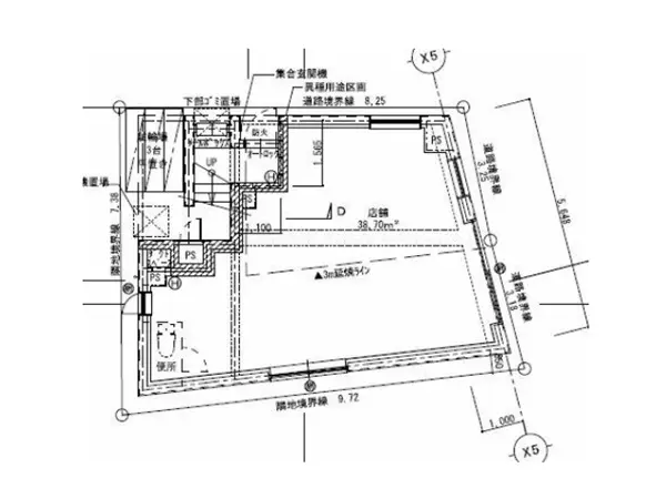 北品川のパン屋居抜きの平面図