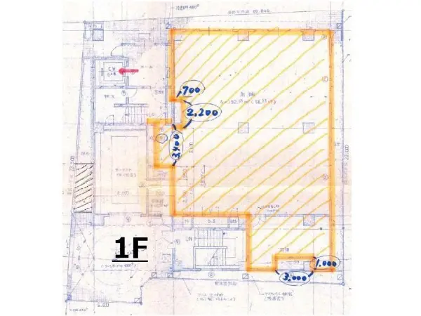 貸店舗(スケルトン)の平面図