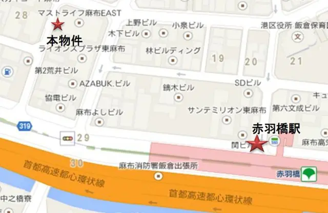 赤羽橋のスケルトン物件の地図