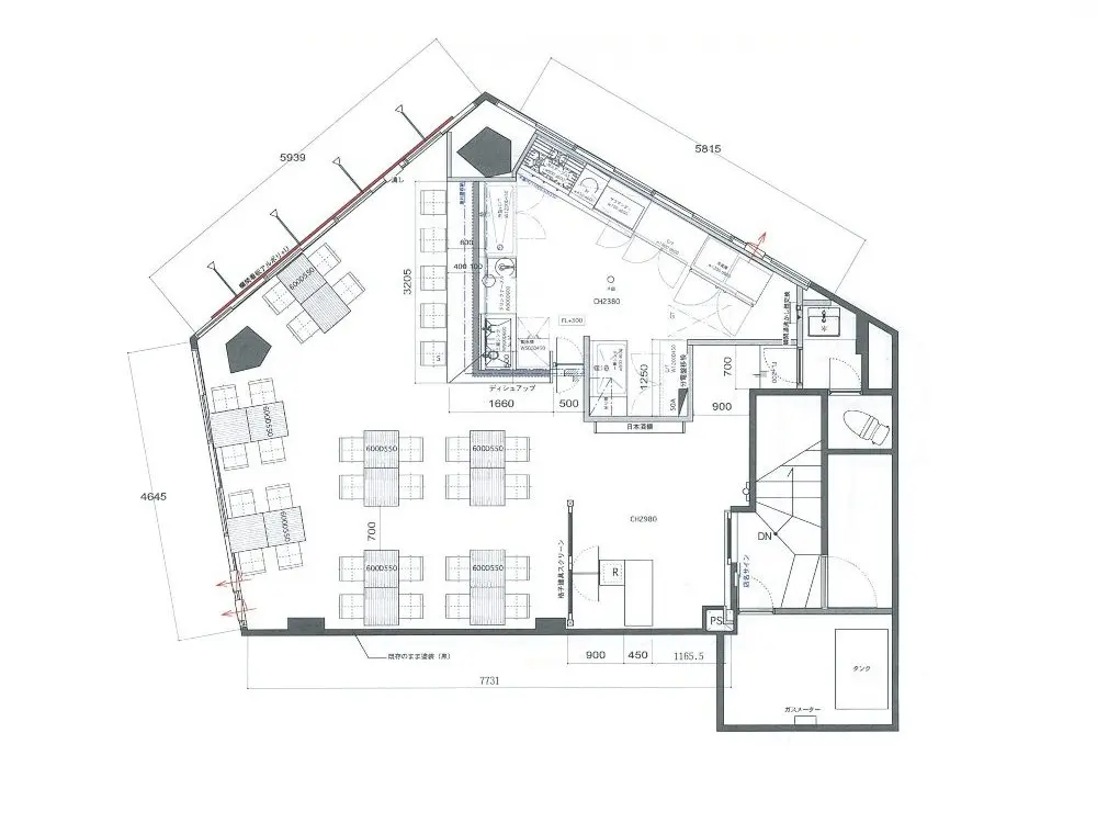 赤羽の居抜き店舗の平面図