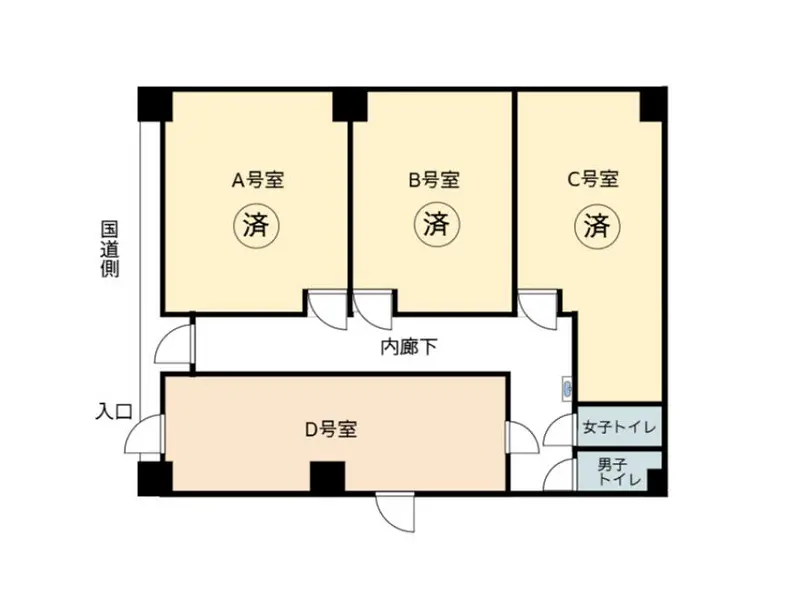 貸店舗(事務所仕様)の平面図