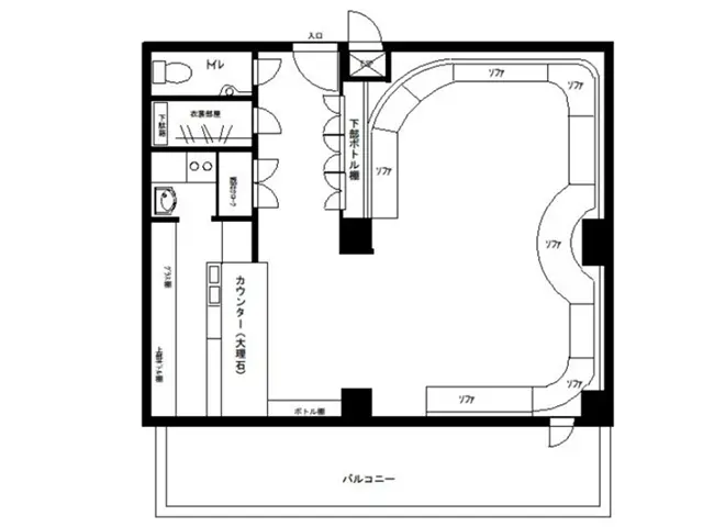 五反田のスナック・パブ居抜きの平面図