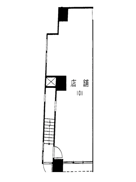 茅場町のスケルトン店舗物件の平面図