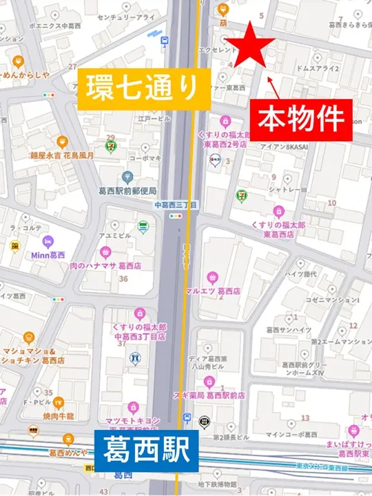 葛西のその他居抜きの地図