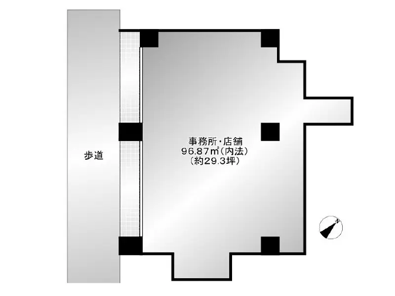 貸店舗(スケルトン)の平面図