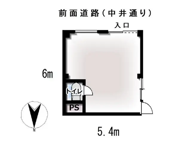中井のスケルトン店舗物件の平面図
