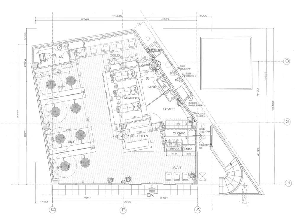 拝島の美容室・理容室居抜きの平面図