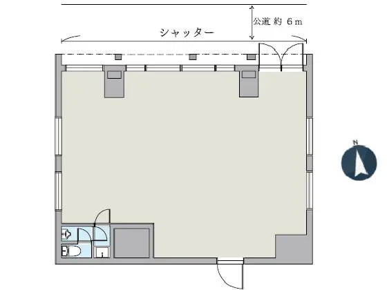 上野の事務所仕様店舗物件の平面図