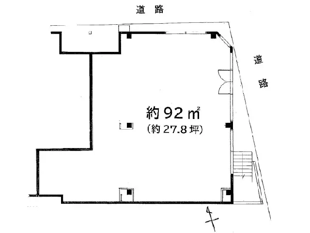 喜多見のスケルトン店舗物件の平面図