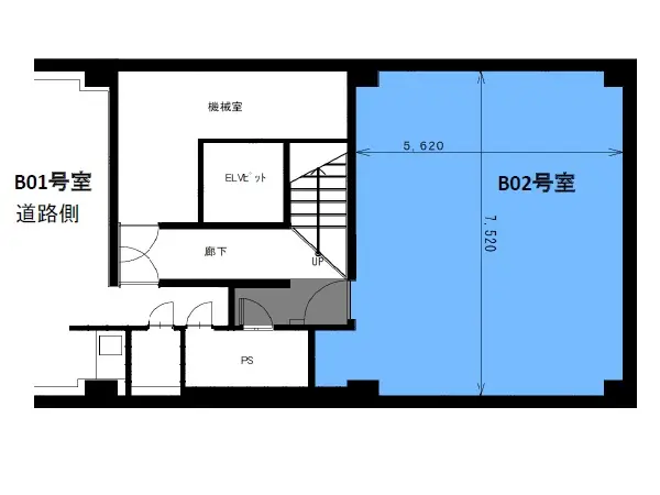 赤坂のスケルトン店舗物件の平面図