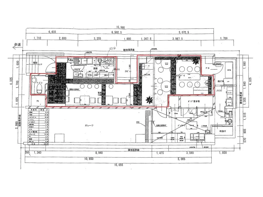 BAR・ショットバーの居抜き物件の平面図