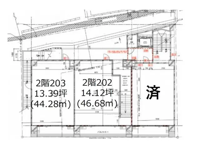 貸店舗(スケルトン)の平面図