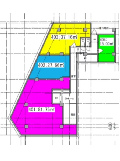 恵比寿の事務所仕様物件の平面図