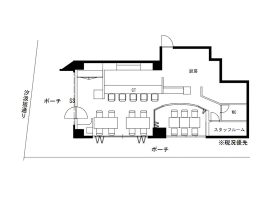元町・中華街の和食居抜きの平面図
