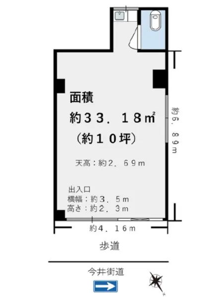 船堀の事務所仕様物件の平面図
