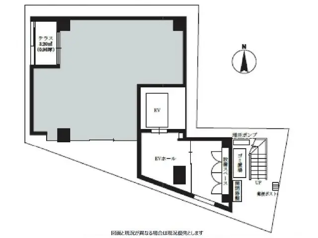 麹町のスケルトン店舗物件の平面図