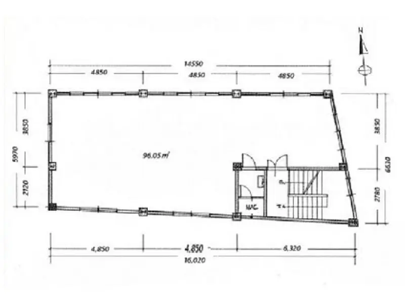 馬車道の事務所仕様店舗物件の平面図
