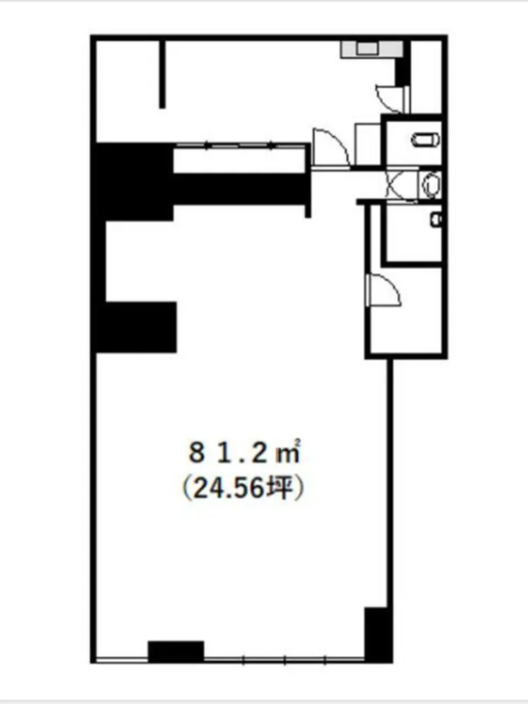 日ノ出町の事務所仕様店舗物件の平面図