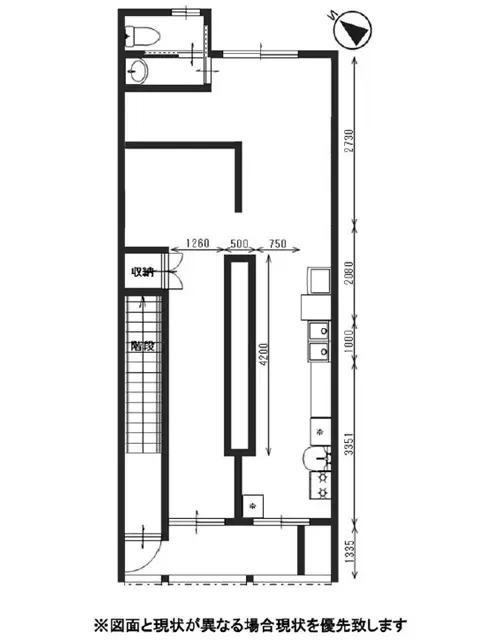上福岡の居抜き店舗の平面図