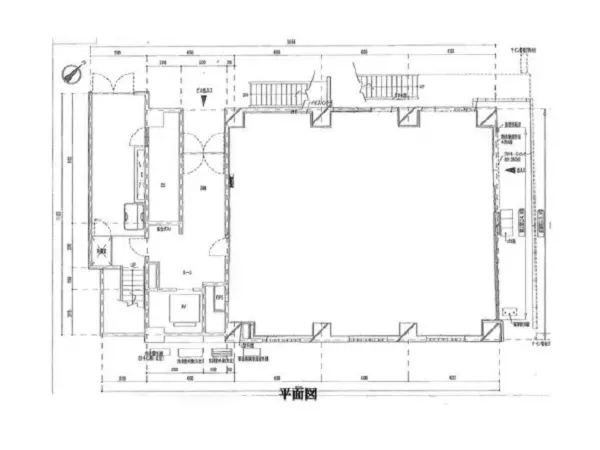 関内のスケルトン店舗物件の平面図