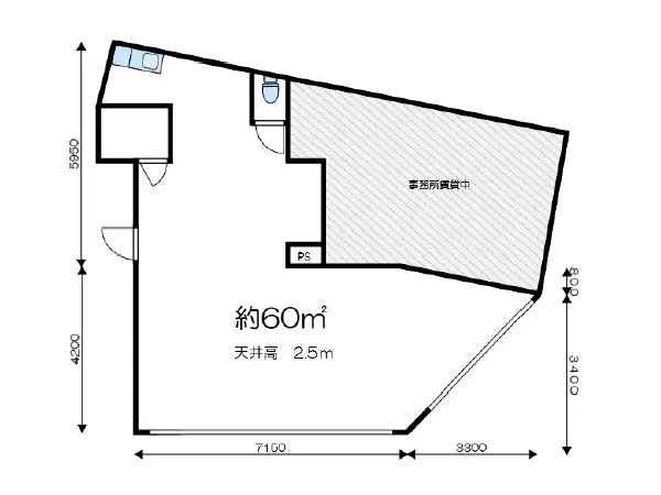 西大井のスケルトン店舗物件の平面図
