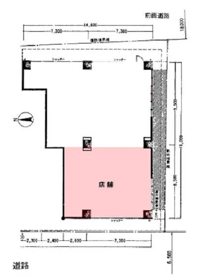 東戸塚のスケルトン店舗物件の平面図