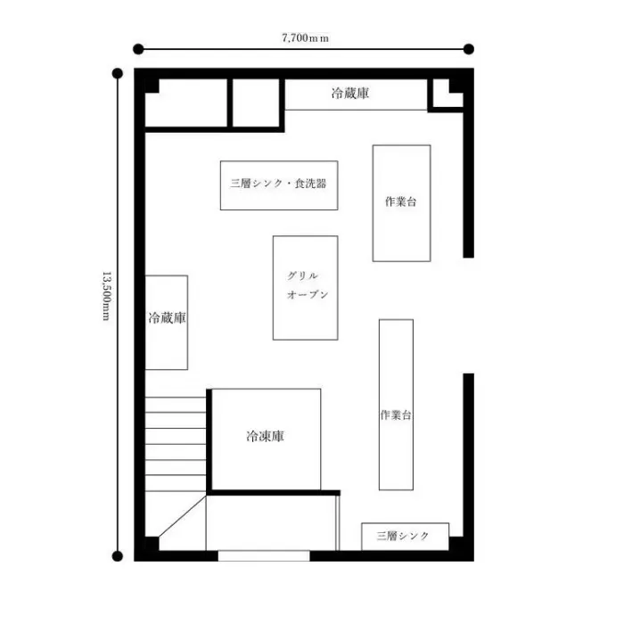 三鷹の居抜き店舗の平面図