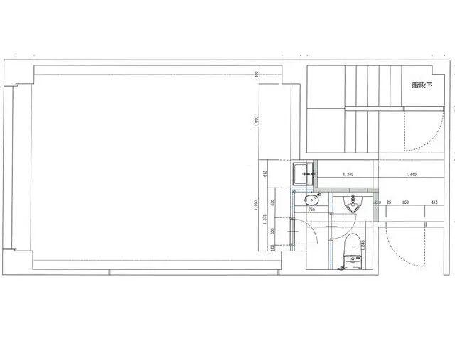 大門のスケルトン店舗物件の平面図