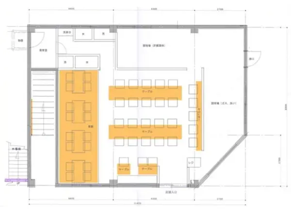 居酒屋の居抜き物件の平面図